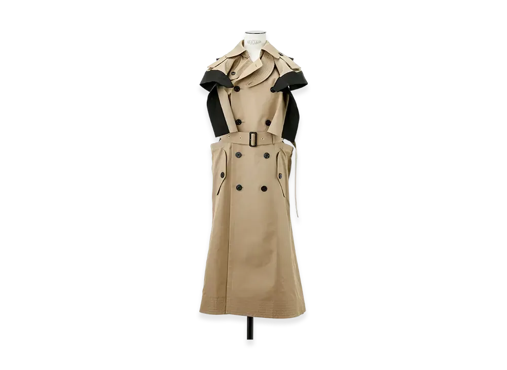 sacai Double-Faced Silk Cotton x Gabardine Dress "Beige/Black"