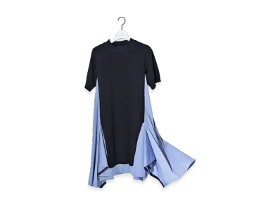 sacai Cotton Poplin x Knit Dress "Navy/Blue Stripe"