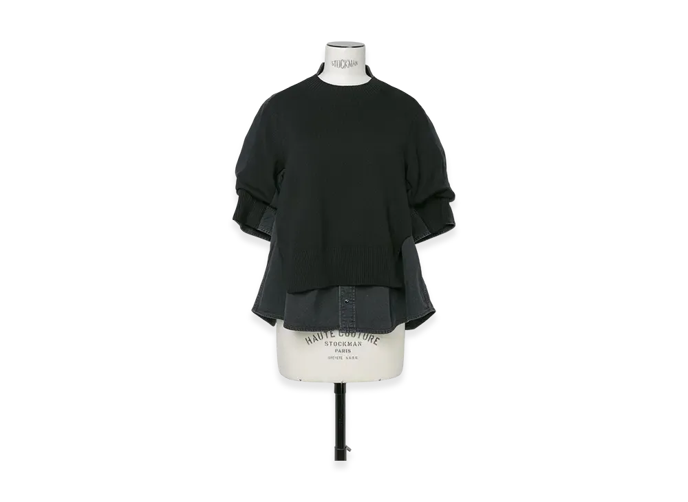 sacai Denim Mix Knit Pullover "Black"