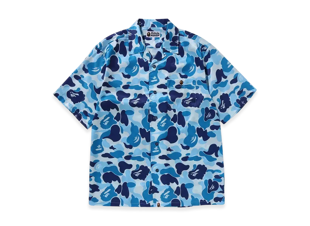 A BATHING APE ABC Camo Open Collar SS Shirts "Blue"