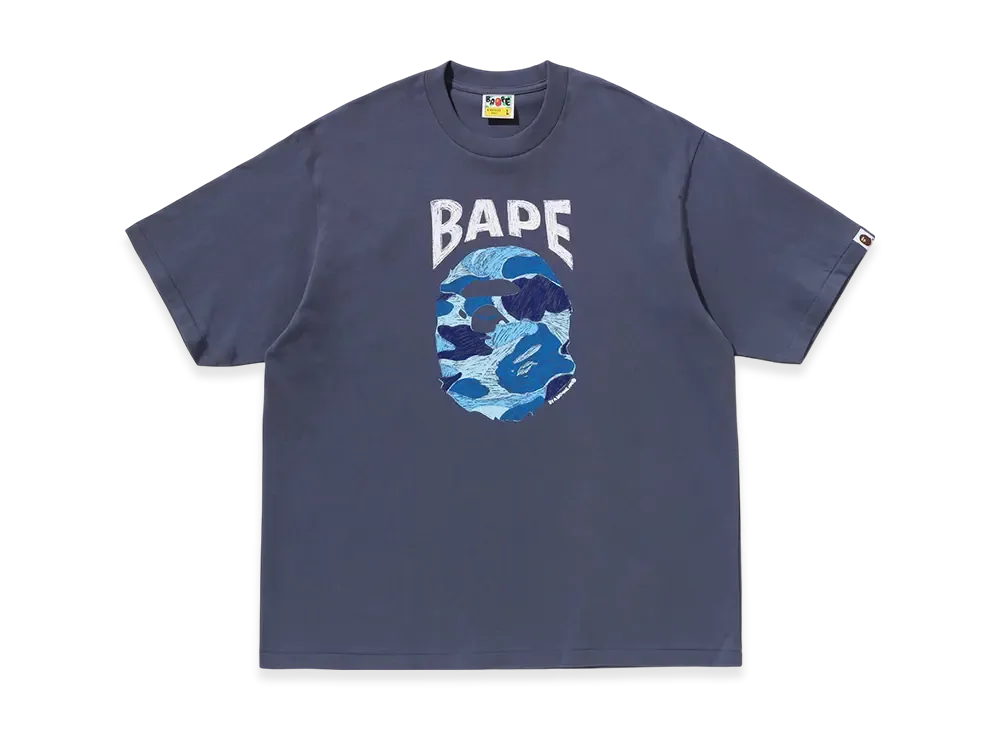A BATHING APE ABC Camo Hand Draw Ape Head Relaxed Fit Tee "Charcoal"