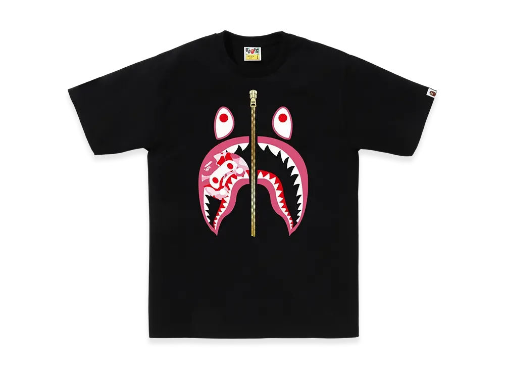 A BATHING APE ABC Camo Milo Shark Tee "Black/Pink"