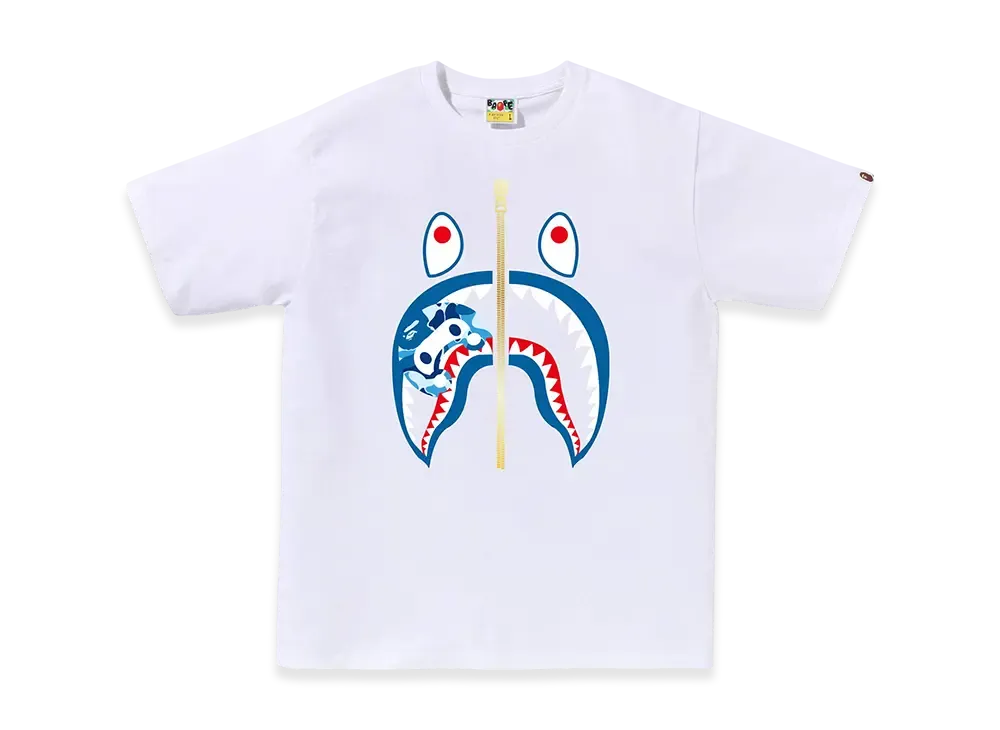A BATHING APE ABC Camo Milo Shark Tee "White/Blue"