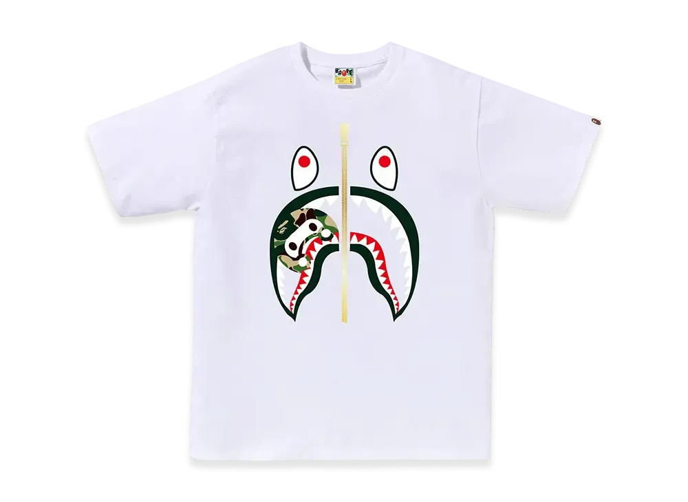 A BATHING APE ABC Camo Milo Shark Tee "White/Green"