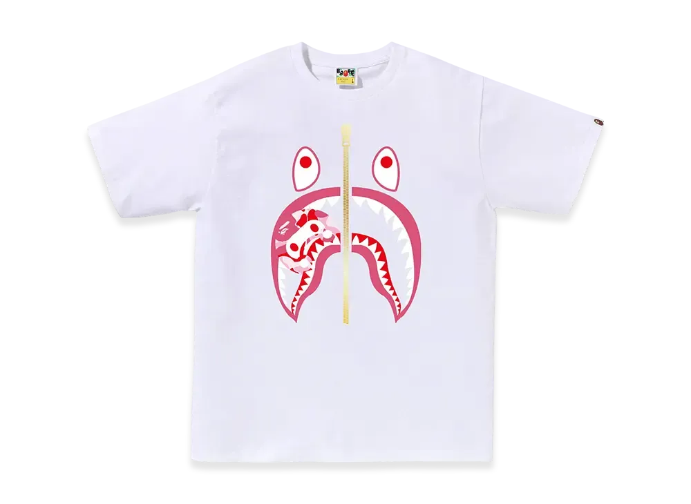 A BATHING APE ABC Camo Milo Shark Tee "White/Pink"