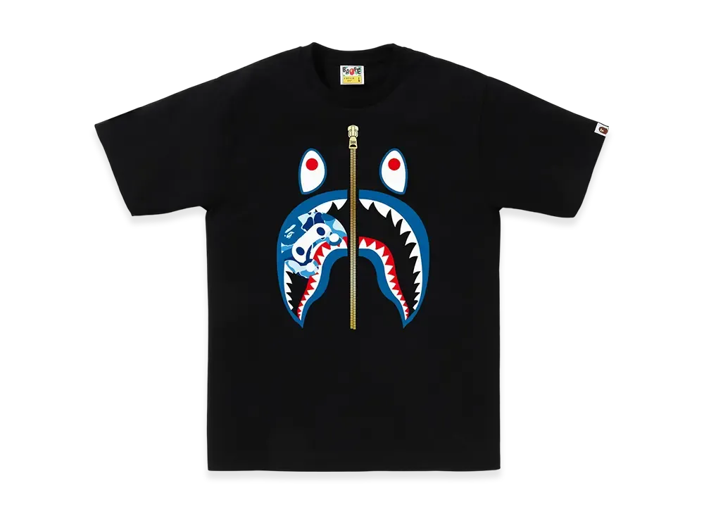 A BATHING APE ABC Camo Milo Shark Tee "Black/Blue"