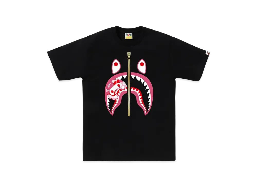A BATHING APE ABC Camo Milo Shark Tee Kids "Black/Pink"