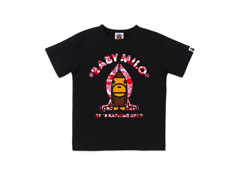 A BATHING APE ABC Camo Milo Hoodie Tee Kids "Black/Pink"