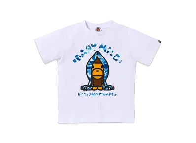A BATHING APE ABC Camo Milo Hoodie Tee Kids "White/Blue"