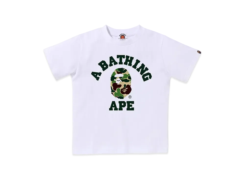 A BATHING APE ABC Camo College Tee Kids "White/Green"