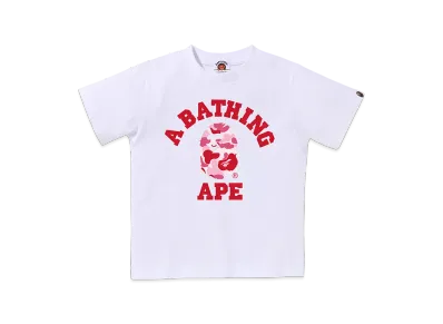 A BATHING APE ABC Camo College Tee Kids "White/Pink"