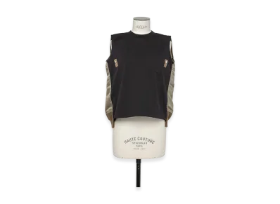 sacai Nylon Twill Mix Cotton Jersey Tank Top "Navy/Taupe"