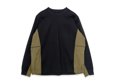 sacai Taslan Nylon x Cotton Jersey L/S T-Shirt "Navy/Khaki"