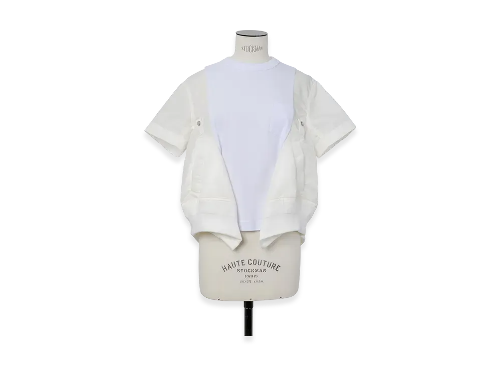 sacai Nylon Twill x Cotton Jersey T-Shirt "White"