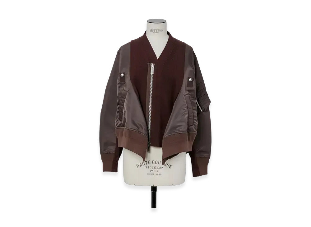 sacai Nylon Twill x Knit Cardigan "Brown"
