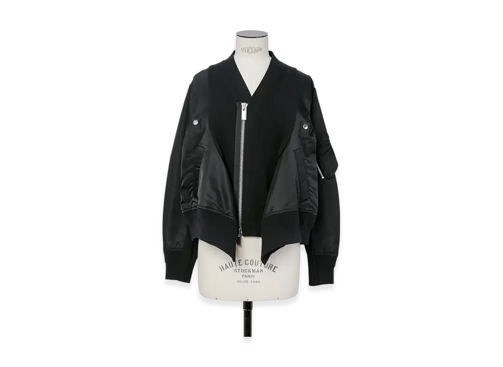 sacai Nylon Twill x Knit Cardigan "Black"