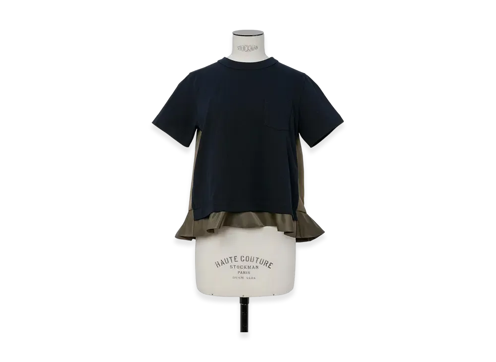sacai Nylon Twill x Cotton Jersey T-Shirt "Navy/Dark Khaki"