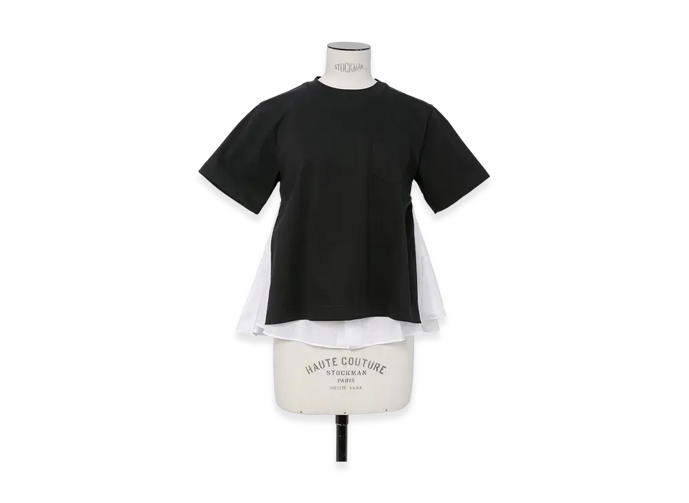 sacai Poplin x Cotton Jersey T-Shirt "Black/Off White"