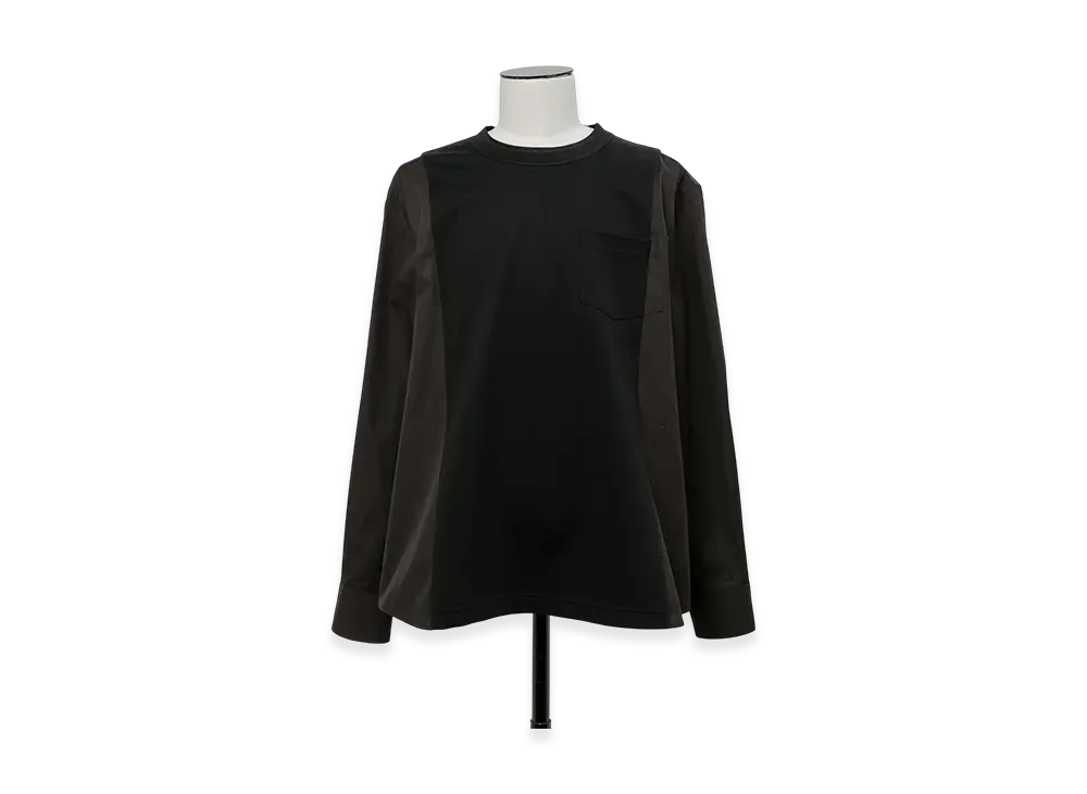 sacai Poplin x Cotton Jersey L/S T-Shirt "Black"