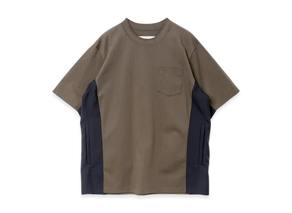 サカイ スーチング x コットンジャージー Tシャツ "カーキ/ネイビー"