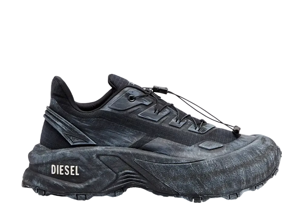 【DIESEL】ブラック D-Cage ランニングスニーカー Men's D-Cage Runner-Sneakers in TPU-trimmed ripstop | Black