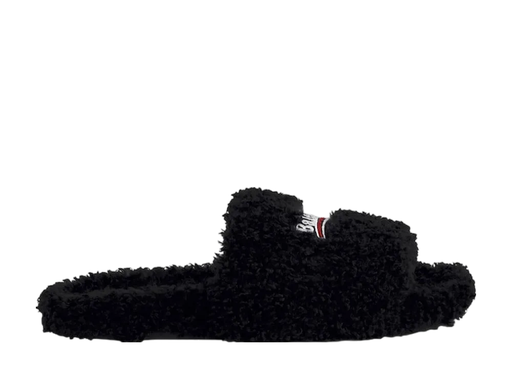 バレンシアガ ウィメンズ ファーリー スライド サンダル "ブラック"