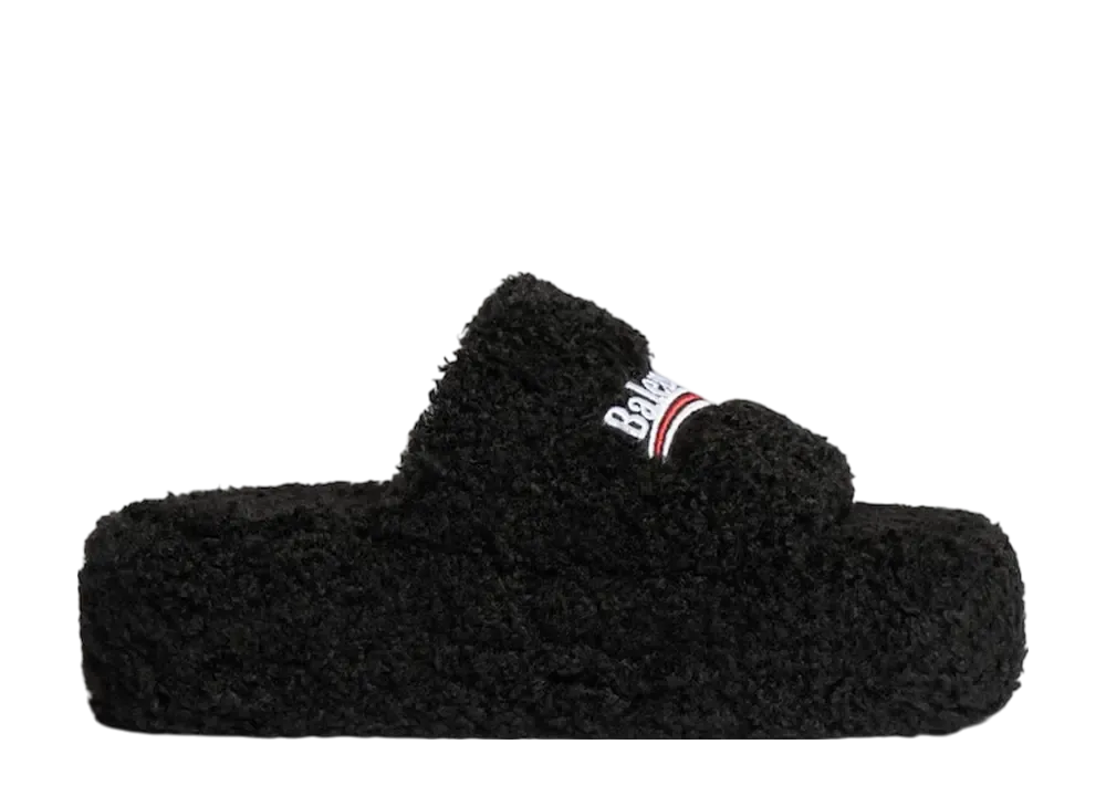 バレンシアガ ウィメンズ ファーリー プラットフォーム サンダル "ブラック"