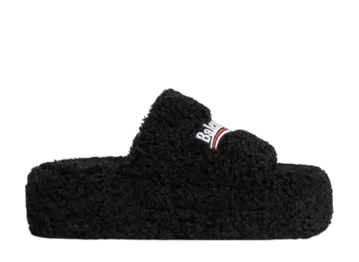 バレンシアガ ウィメンズ ファーリー プラットフォーム サンダル "ブラック"