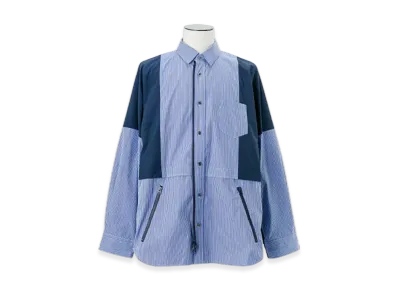 sacai Poplin x Taslan Nylon Shirt "Blue Stripe/Navy"