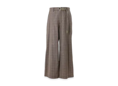 sacai Wool Silk Suiting Pants "Brown Check"
