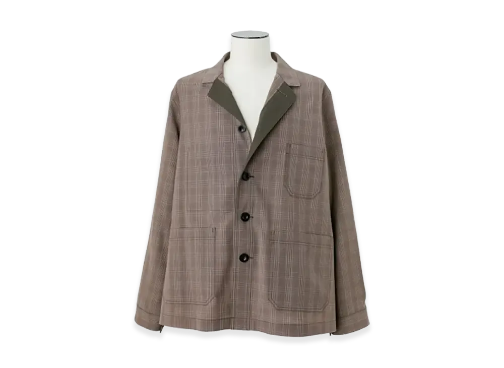 sacai Wool Silk Suiting Jacket "Brown Check"