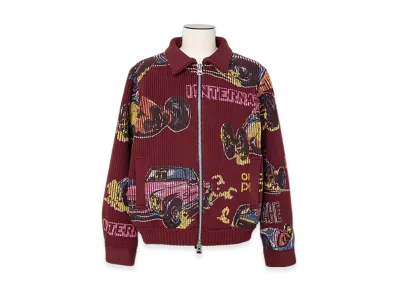 sacai Car Race Print Knit Blouson "Bordeaux"