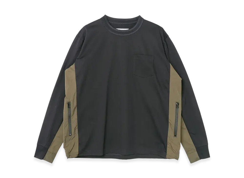 sacai Cotton Jersey L/S T-shirt "Navy/Khaki"