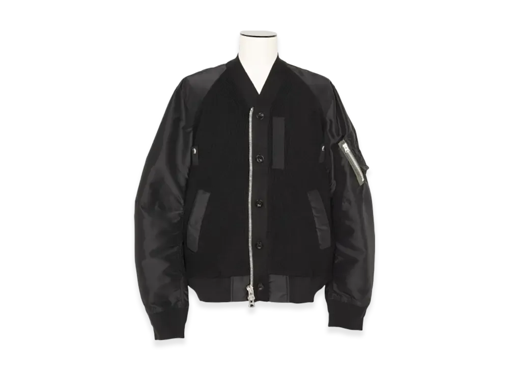 sacai Nylon Twill x Knit Blouson "Black"