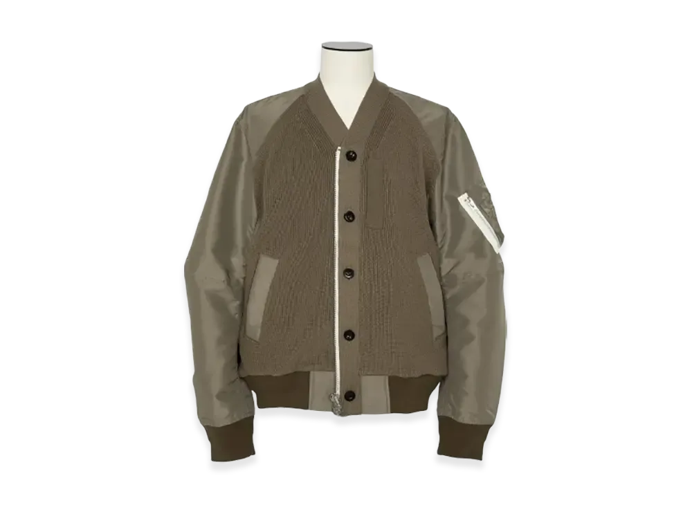 sacai Nylon Twill x Knit Blouson "Taupe"
