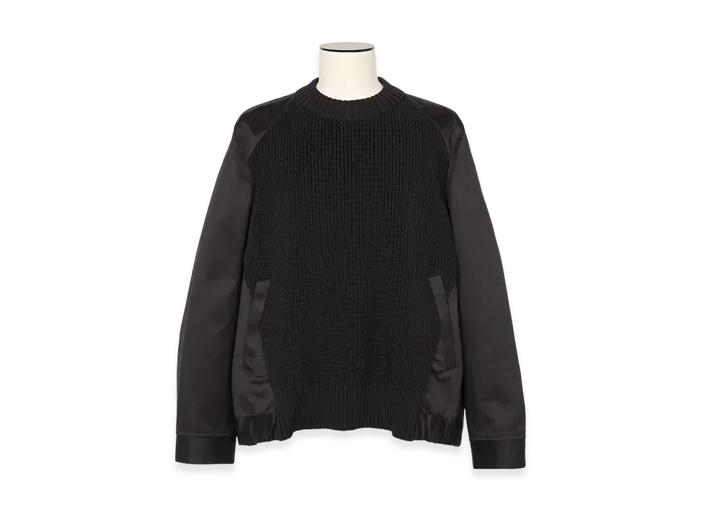 sacai Cotton Chino Mix Pullover "Black/Navy/Dark Khaki"