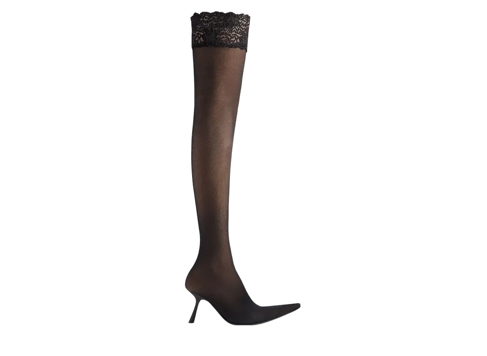 バレンシアガ ウィメンズ ニューフレックス 90mm オーバ ザ ニー ブーツ "ブラック/ホワイト"