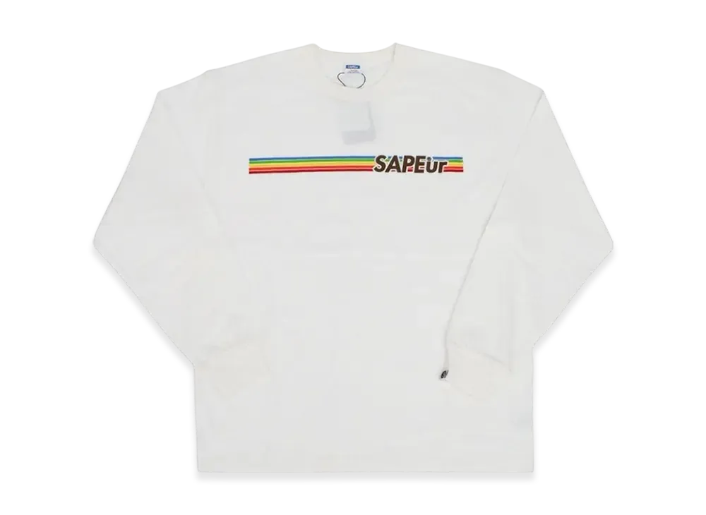SAPEur Rainbow Logo Long Sleeve Tee "White"