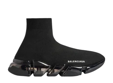 バレンシアガ ウィメンズ スピード2.0 フルクリア ソール リサイクルニット スニーカー "ブラック"