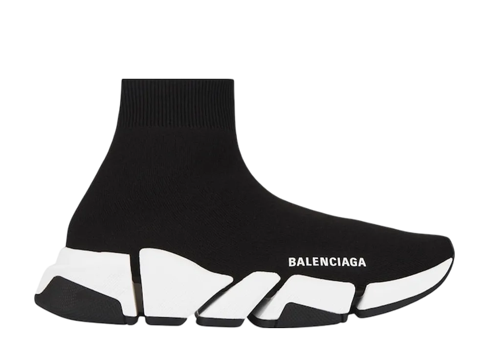 バレンシアガ ウィメンズ スピード2.0 リサイクルニット トレーナーシューズ バイカラーソール "ブラック"