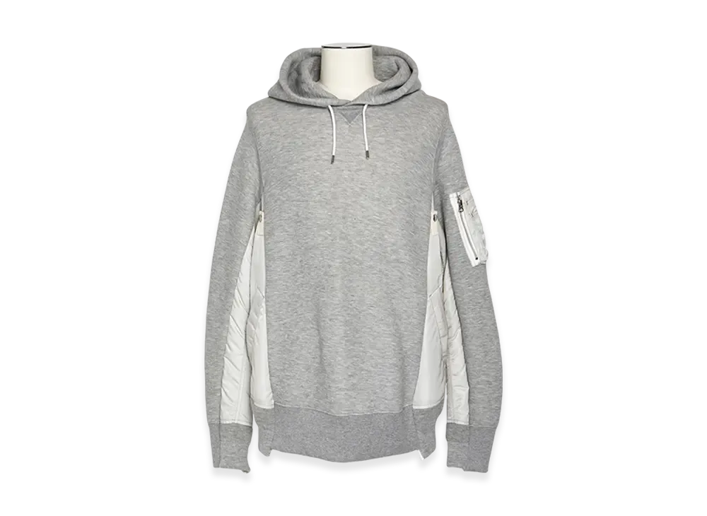 sacai Sponge Sweat x Nylon Twill Hoodie "Light Gray/Light Gray"