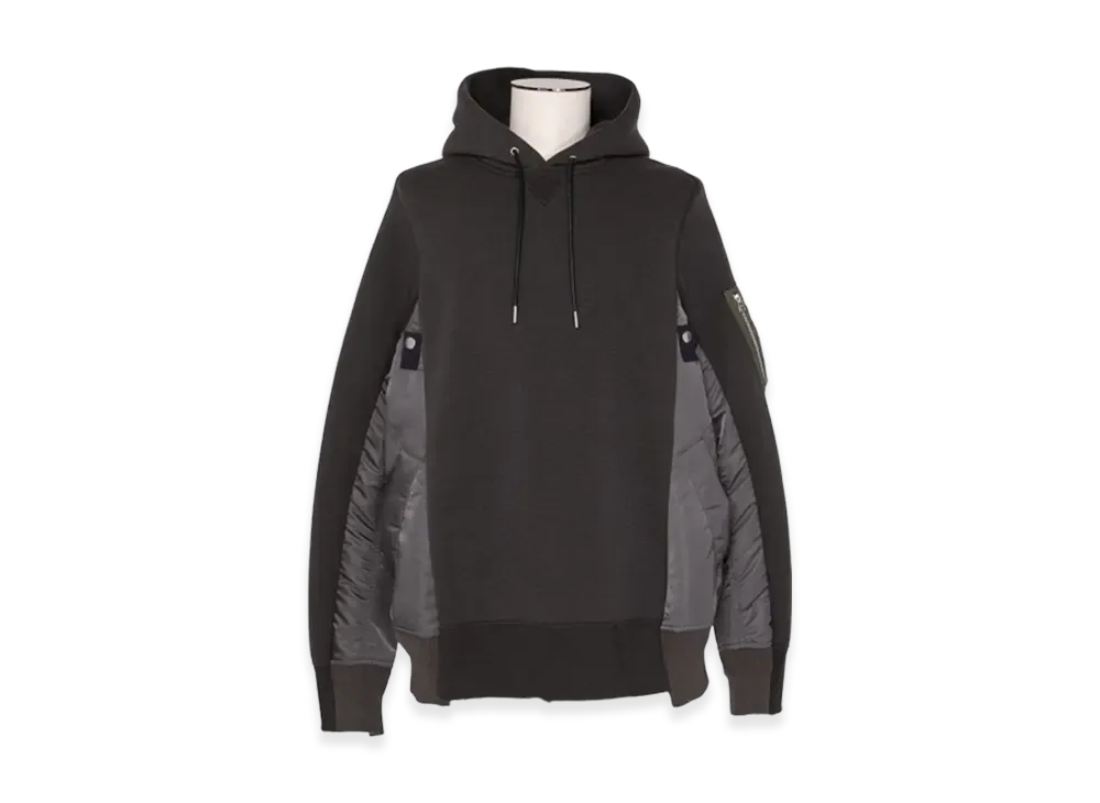 sacai Sponge Sweat x Nylon Twill Hoodie "Charcoal Gray/Charcoal Gray"