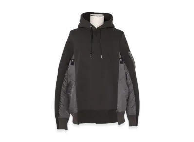 sacai Sponge Sweat x Nylon Twill Hoodie "Charcoal Gray/Charcoal Gray"