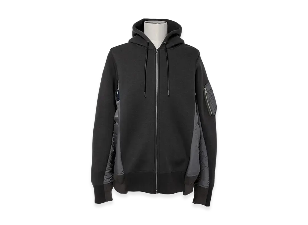 sacai Sponge Sweat x Nylon Twill Hoodie "Charcoal Gray/Charcoal Gray"