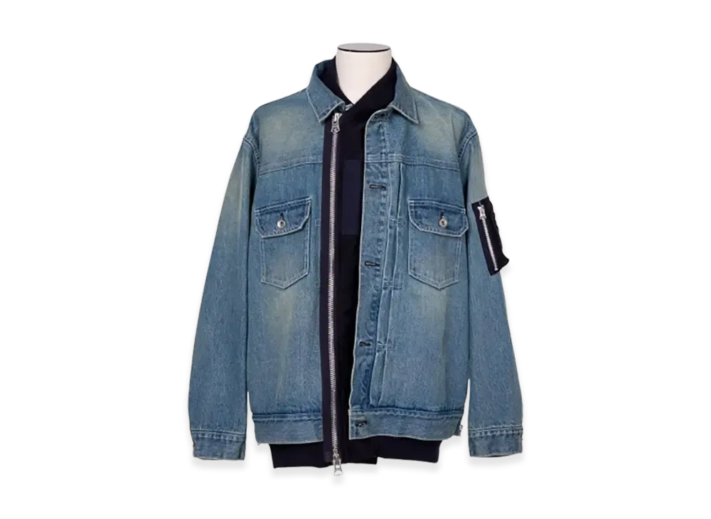 sacai Denim x Nylon Twill Jacket "Light Denim"