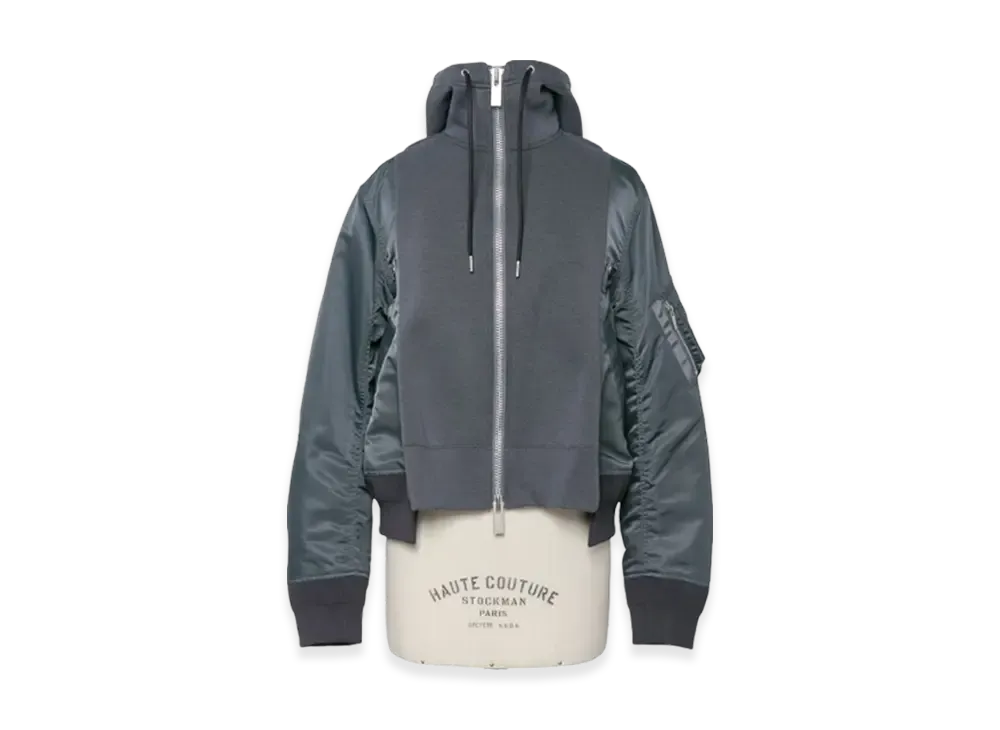 sacai Sponge Sweat x Nylon Twill Hoodie "Blue Gray"