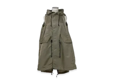 sacai Nylon Twill Hoodie Vest "Taupe"