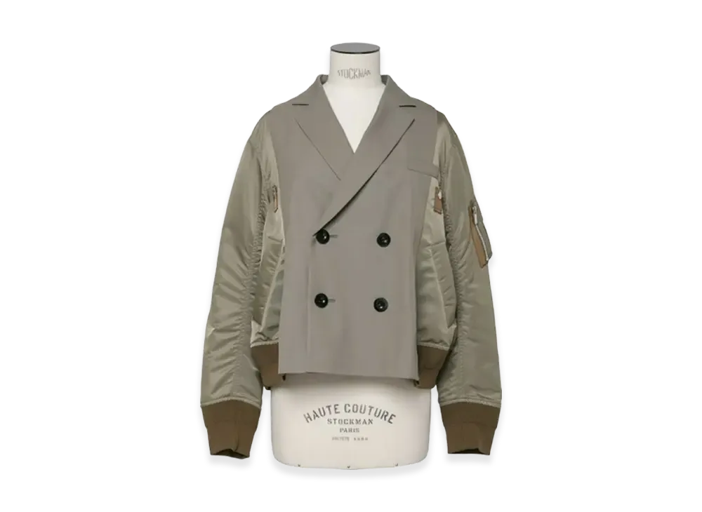 sacai Suiting x Nylon Twill Jacket "Taupe"