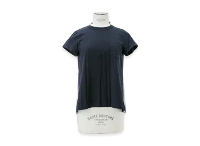 sacai Cotton Poplin x Cotton Jersey T-Shirt "Navy/Navy Stripe"