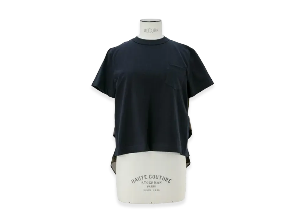 sacai Satin x Cotton Jersey T-Shirt "Navy/Khaki"